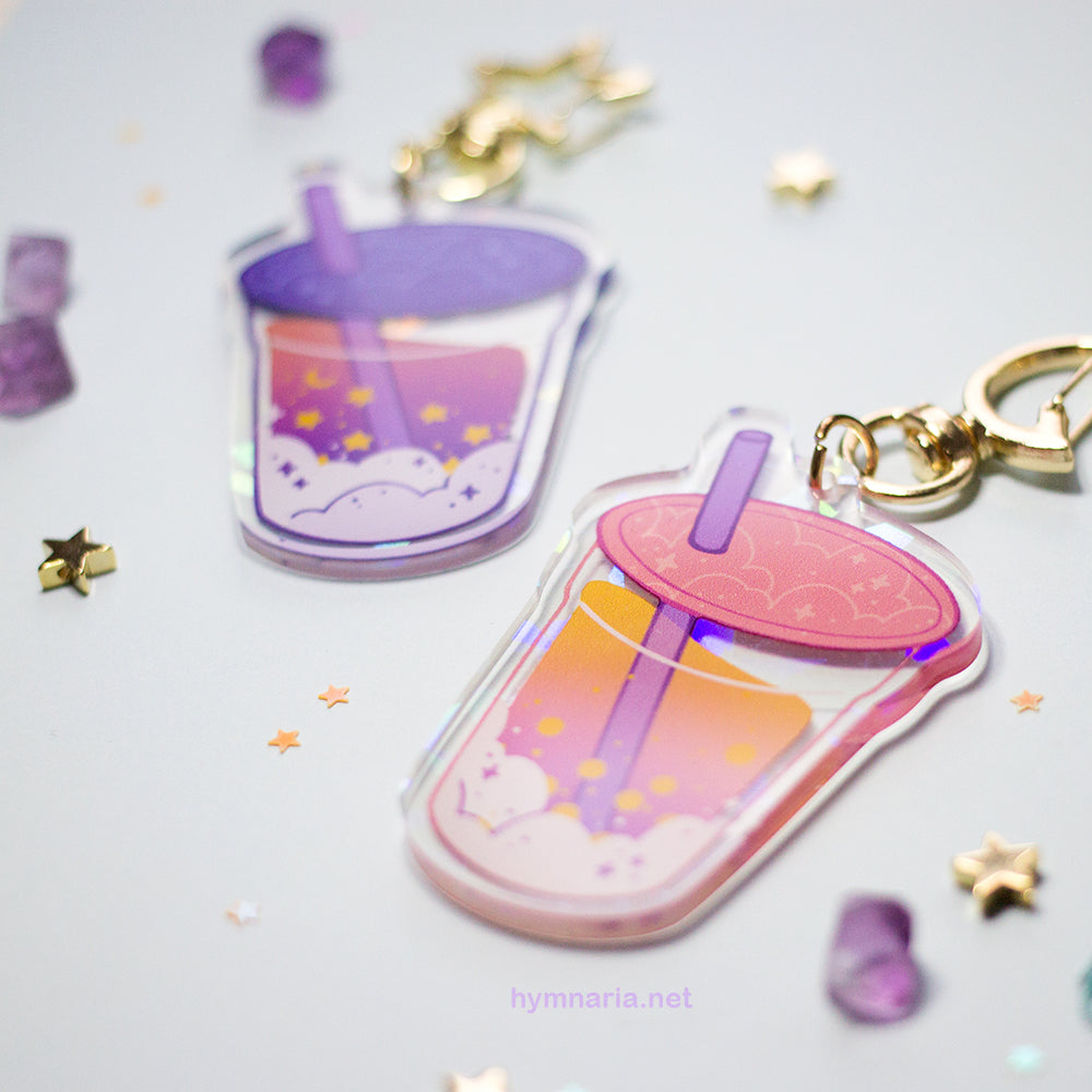 dusk & dawn bubble tea holographic charms