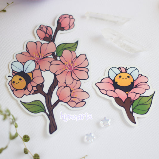 bees & cherry blossoms stickers (patreon leftover)