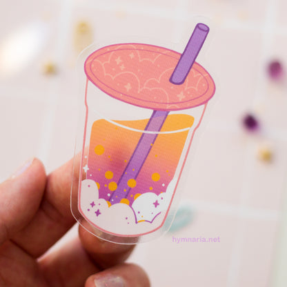dusk & dawn clear bubble tea stickers